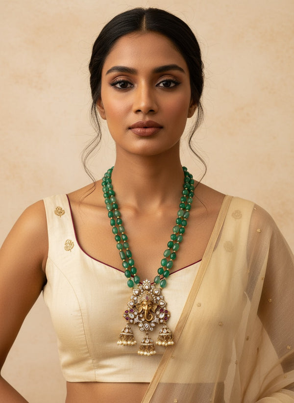 Divya Ganesha Green Necklace