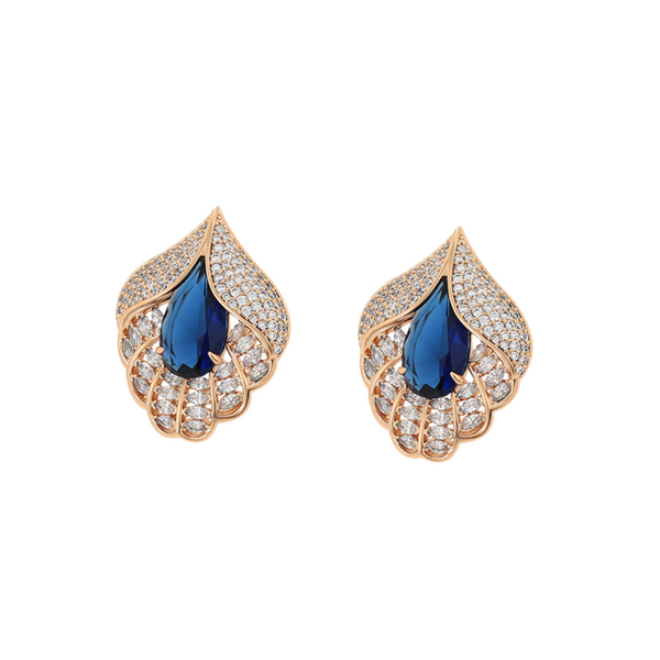 Sapphire Leaf Earrings