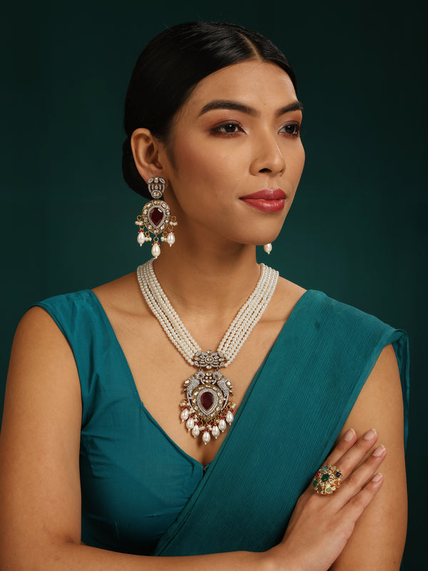 Meena Kundan Long Necklace Set