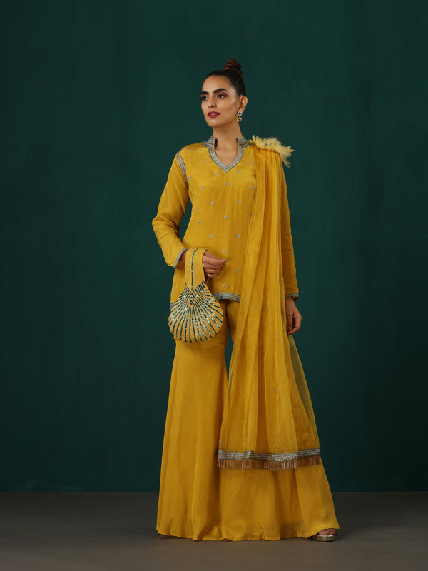 Yellow Kurti Sharara Set