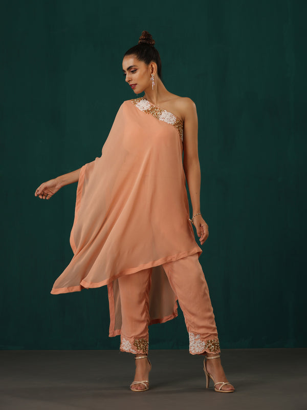 Peach Cape With Pants