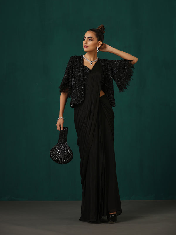 Black Saree Drape