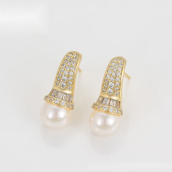 Pearl and Sparkle Drops Earrings