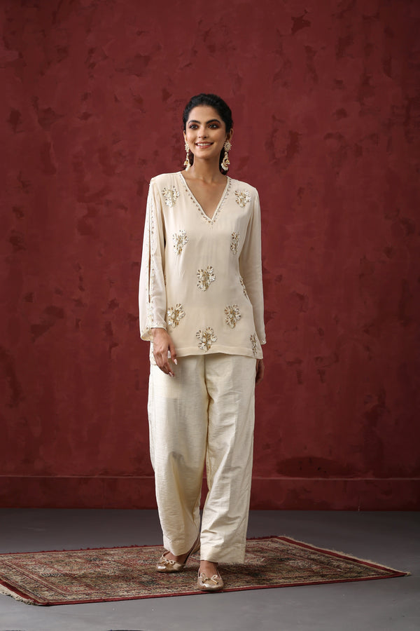 Ivory Embroidered Cord Set