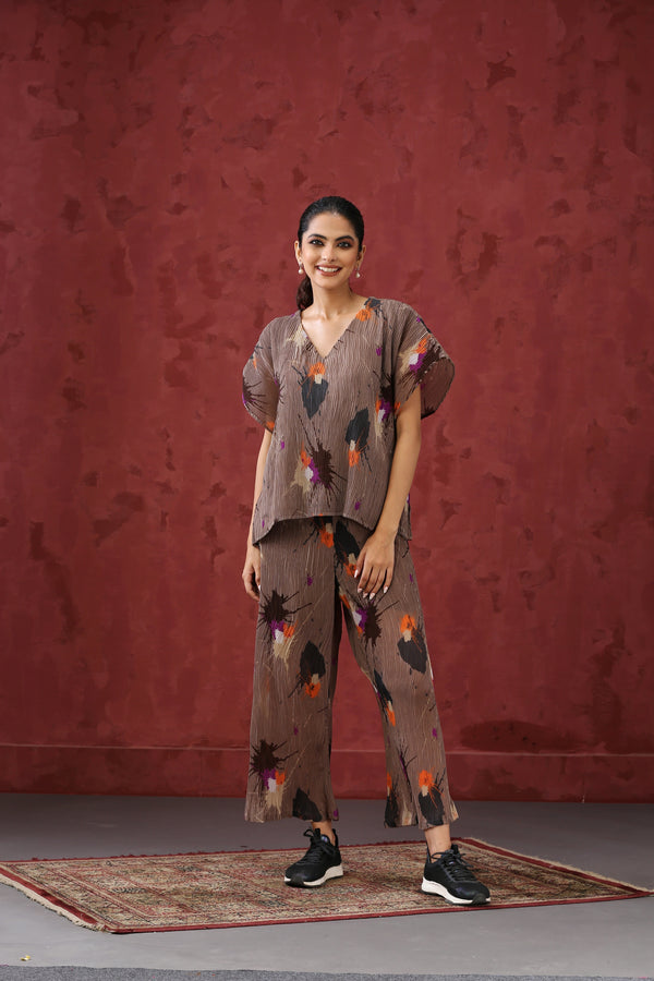 Brown Printed Cord Set