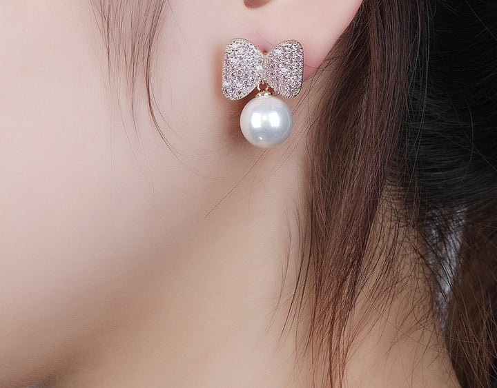 Minaki Pearl Bow Luxury Earrings