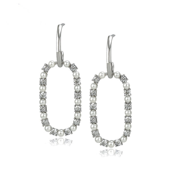 Minaki Pearl and Crystal Danglers - Earrings