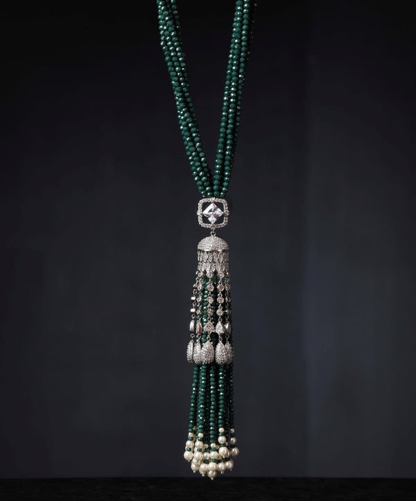 Minaki Multi Layer Necklace With Tassel Pendant