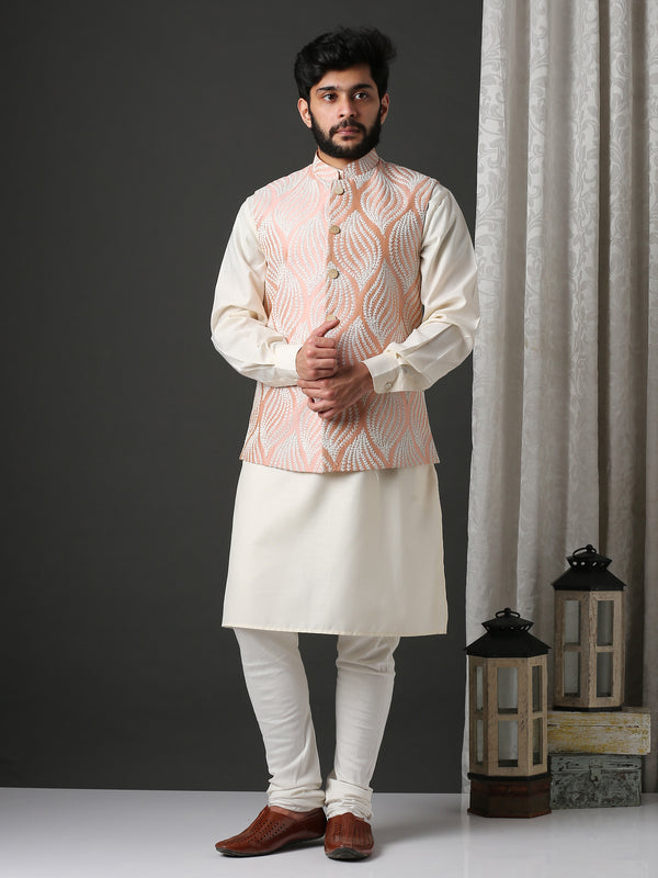 Understated Classic Embroidered Bundi (Nehru Jacket) Set