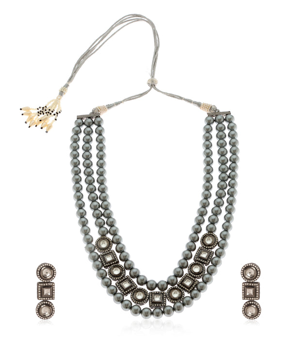 Minaki Pearl and Kundan Contemporary Set - Utsav Collection