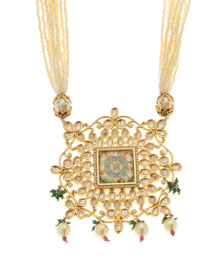 Minaki Long Polki Pendant Set - Utsav Collection