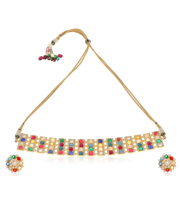 Navratan Kundan Choker Set-Utsav Collection