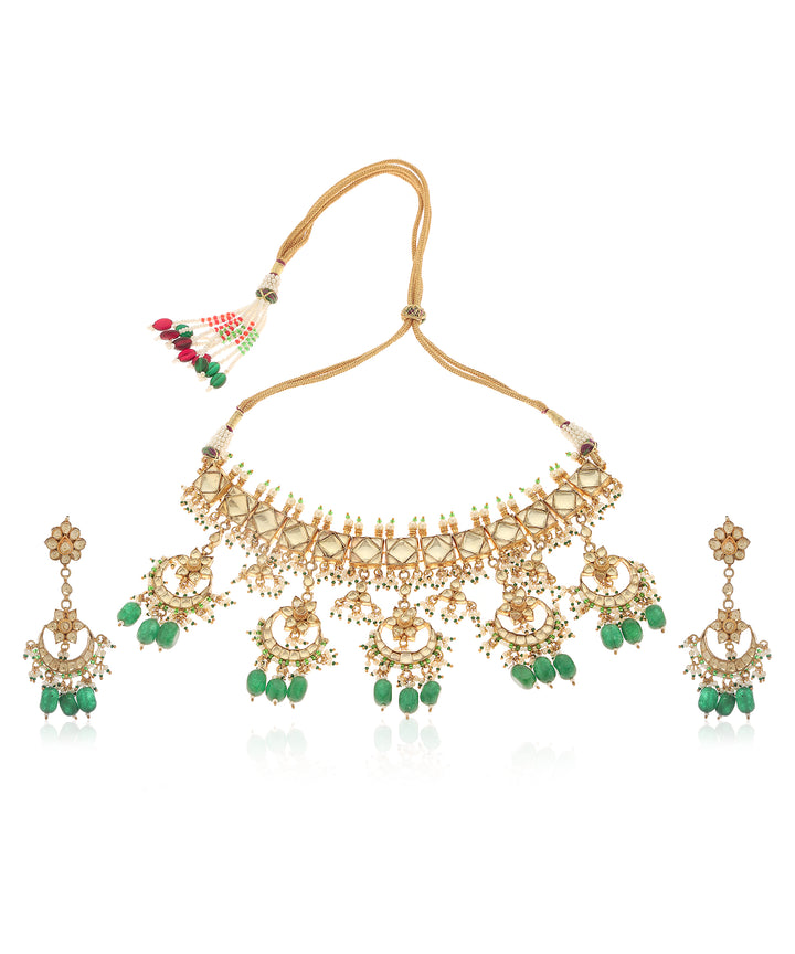 Minaki Chand Tara Kundan Choker Set - Utsav Collection