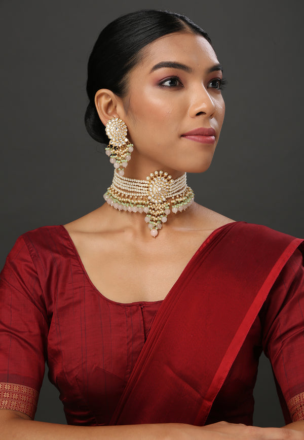 Minaki Kundan Pearl Choker Set-Utsav Collection
