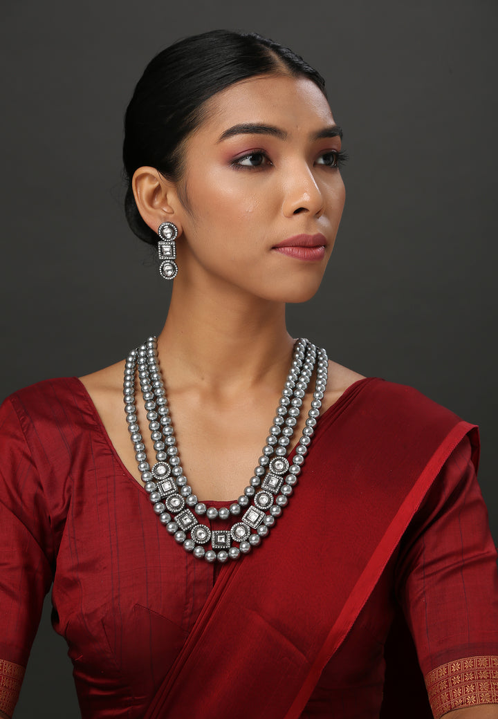Minaki Pearl and Kundan Contemporary Set - Utsav Collection