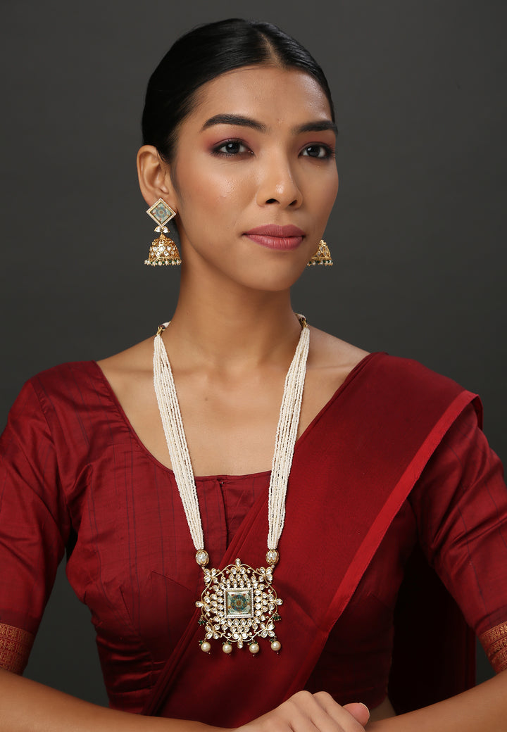 Minaki Long Polki Pendant Set - Utsav Collection