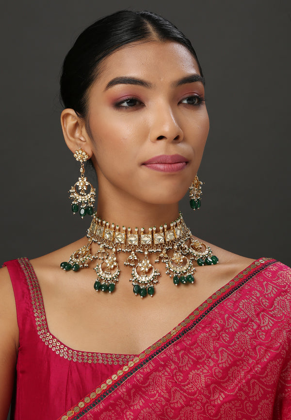 Minaki Chand Tara Kundan Choker Set - Utsav Collection