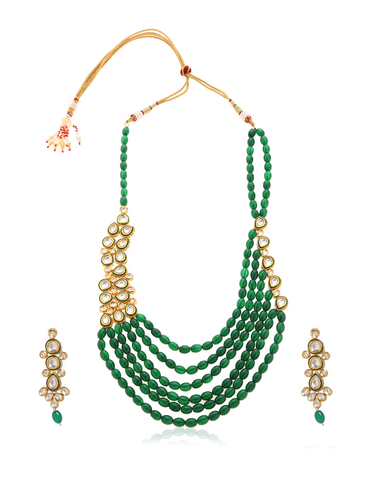 Minaki Layered Green Long Kundan Necklace