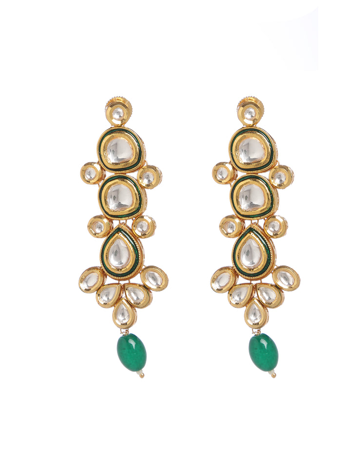 Minaki Layered Green Long Kundan Necklace