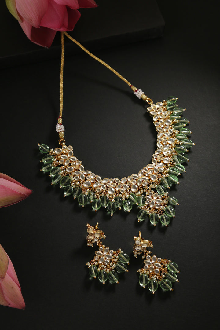 Minaki Aventurine Kundan Necklace Set