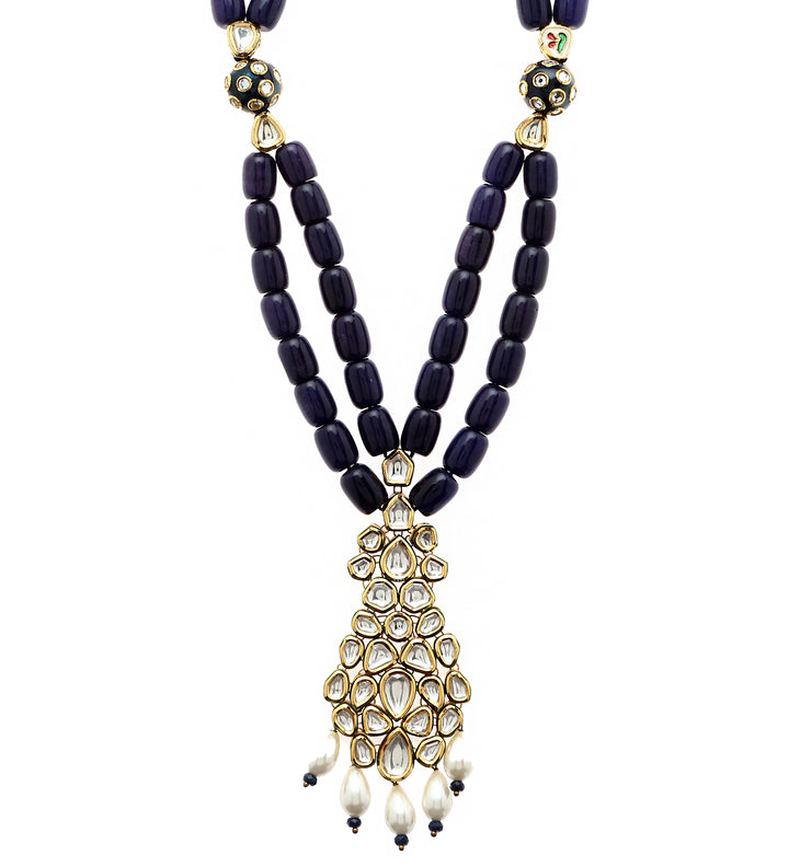 Minaki Contemporary Kundan and Lapis Lazulli Agate Necklace