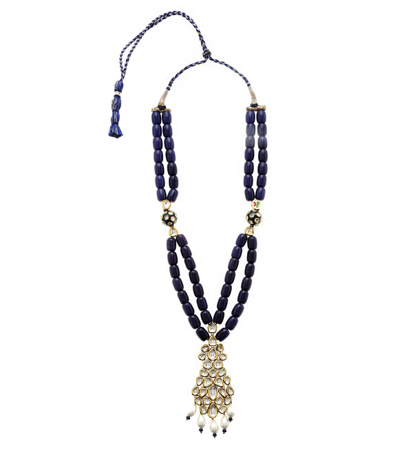 Minaki Contemporary Kundan and Lapis Lazulli Agate Necklace
