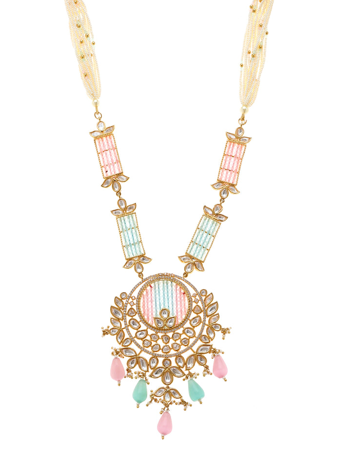 Minaki Acqua-Gulabi Kundan Set