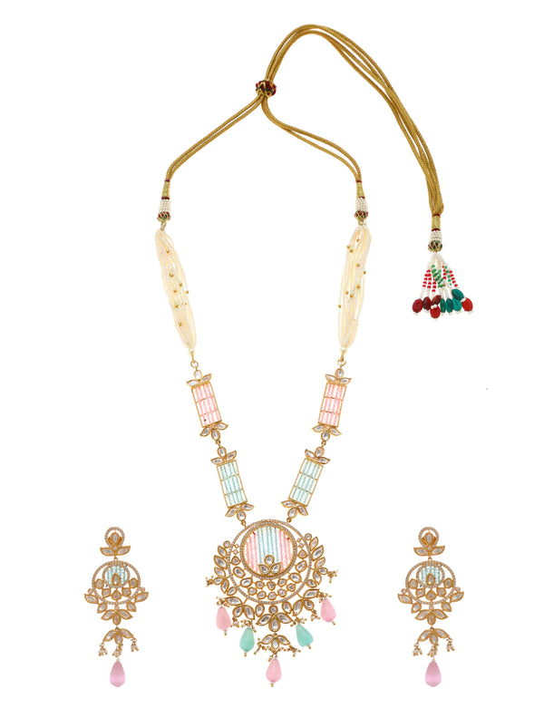 Minaki Acqua-Gulabi Kundan Set