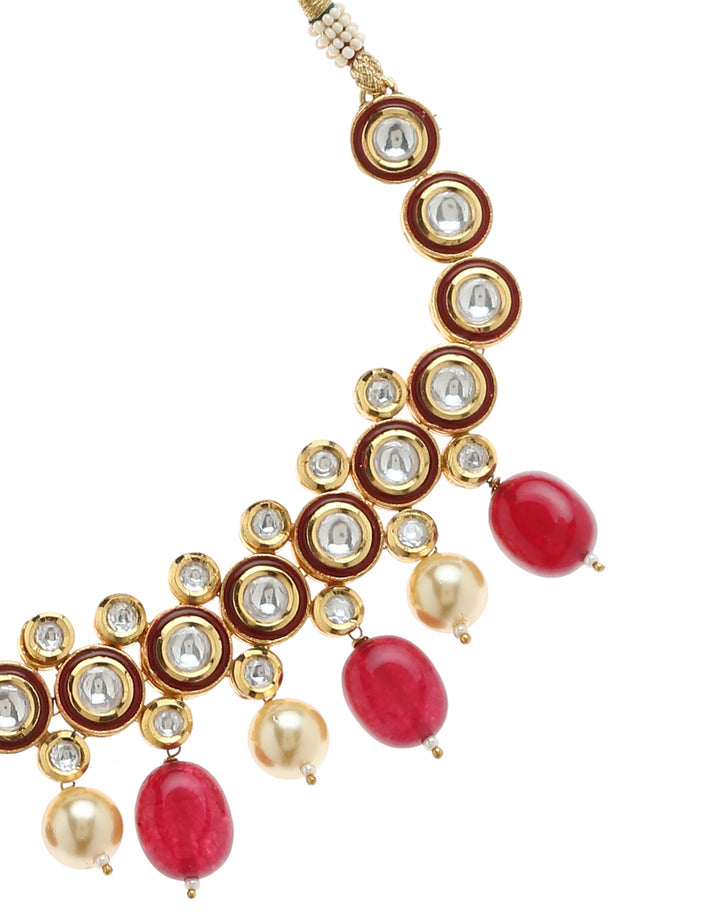 Minaki Red Minakari Kundan Set