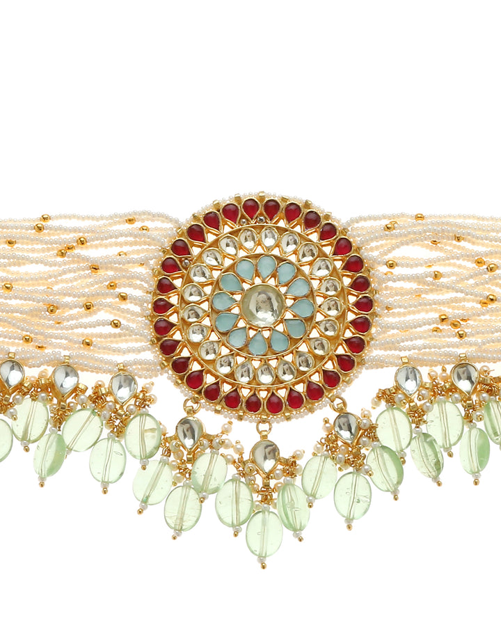 Minaki Florescent Kundan Choker Set