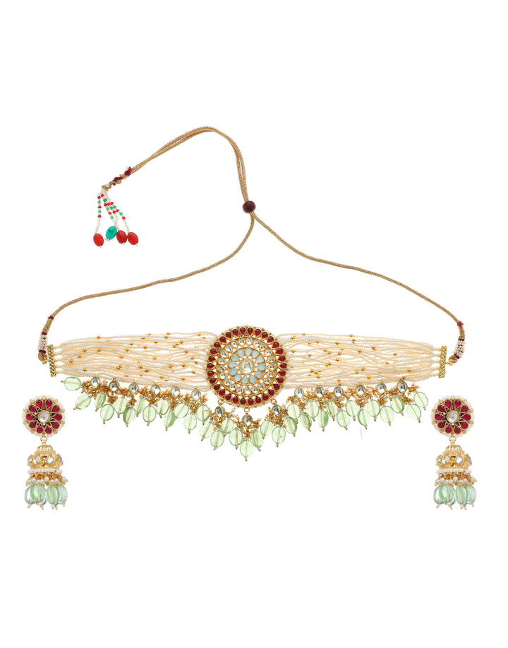 Minaki Florescent Kundan Choker Set
