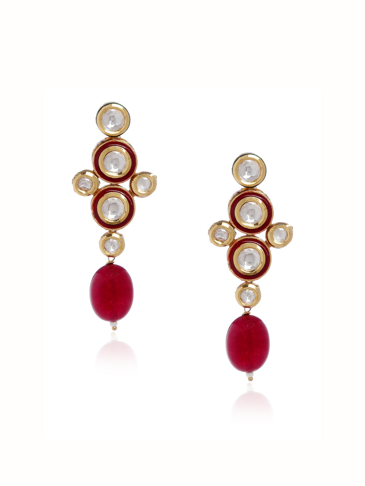 Minaki Red Minakari Kundan Set