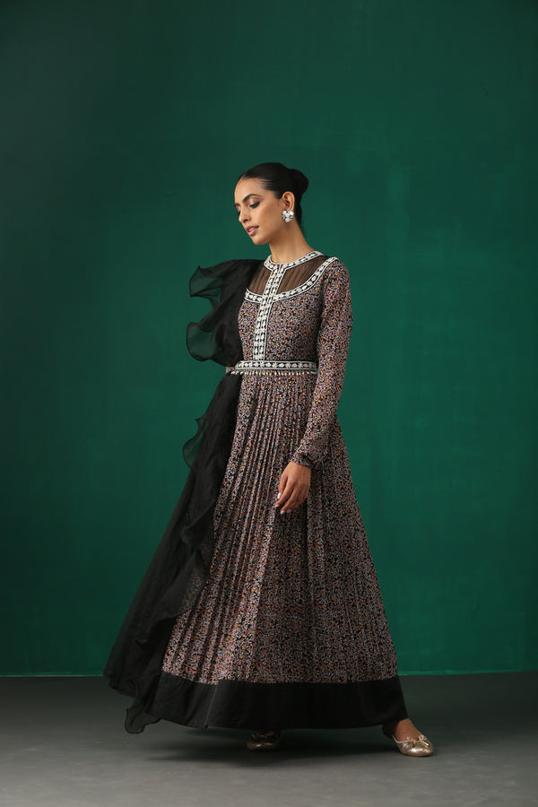Black Printed Anarkali