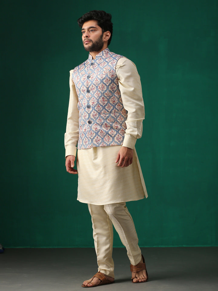 Minaki Classic Pink Geometric Print Bundi