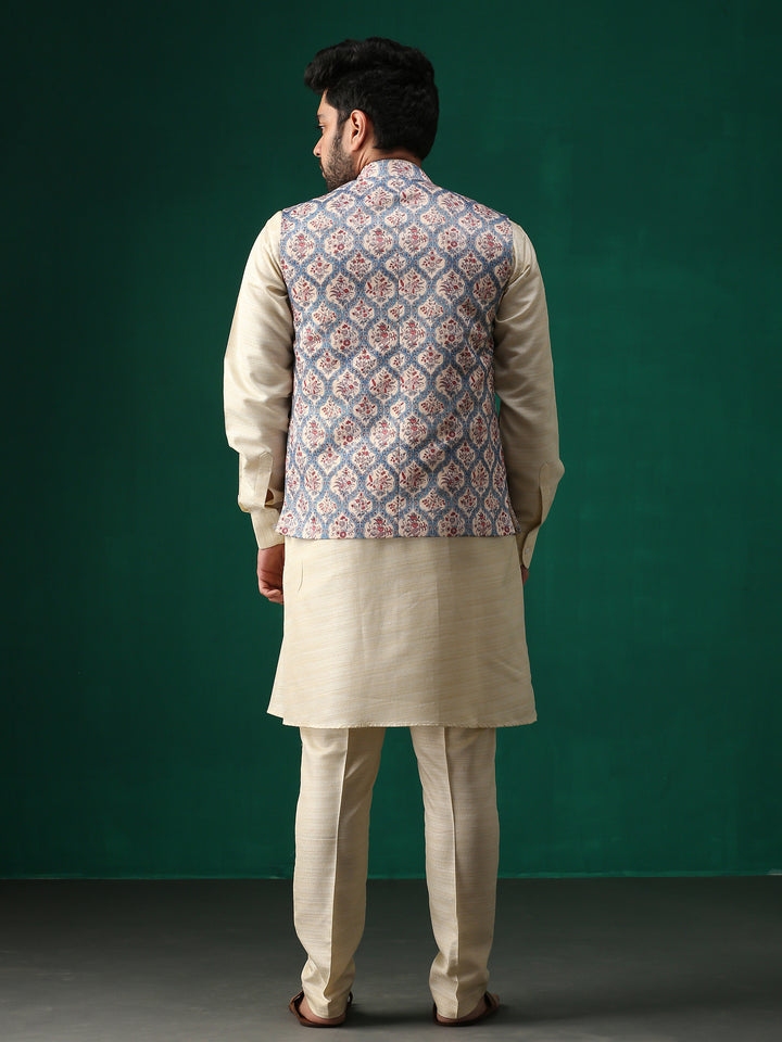 Minaki Classic Pink Geometric Print Bundi