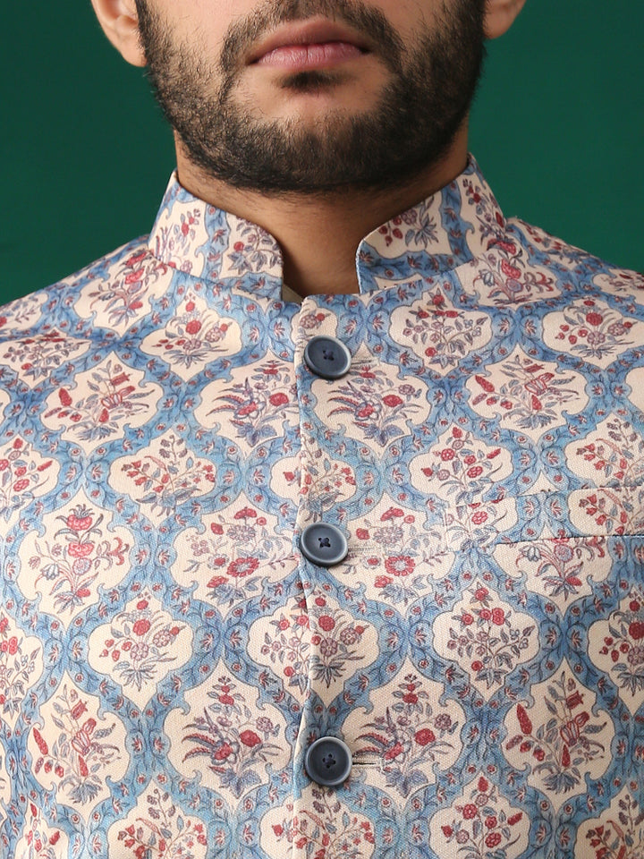 Minaki Classic Pink Geometric Print Bundi