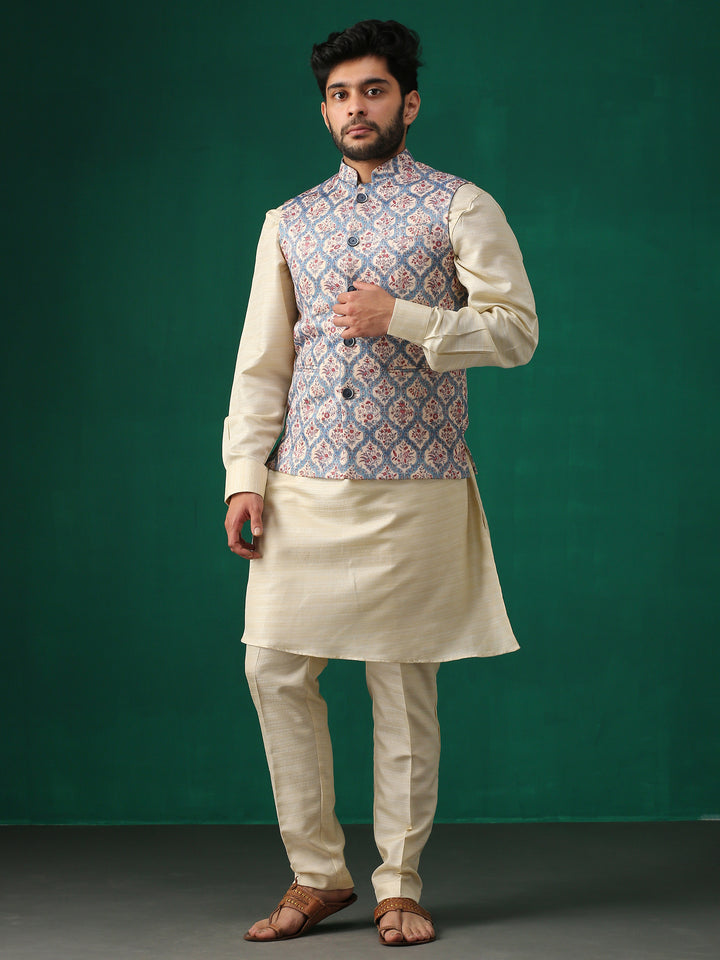 Minaki Classic Pink Geometric Print Bundi
