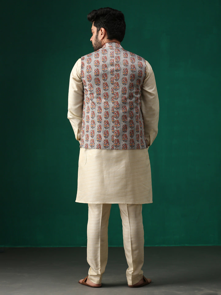 Minaki Classic Wine Geometric Print Bundi