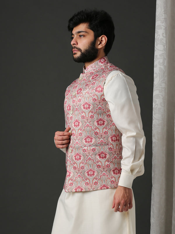Red Floral Classic Printed Bundi