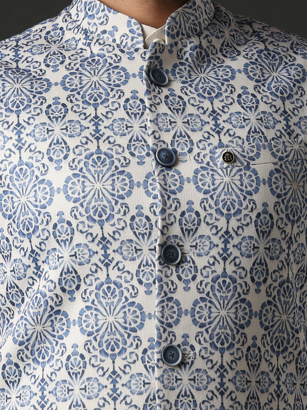 Classic Indigo Floral Printed Bundi
