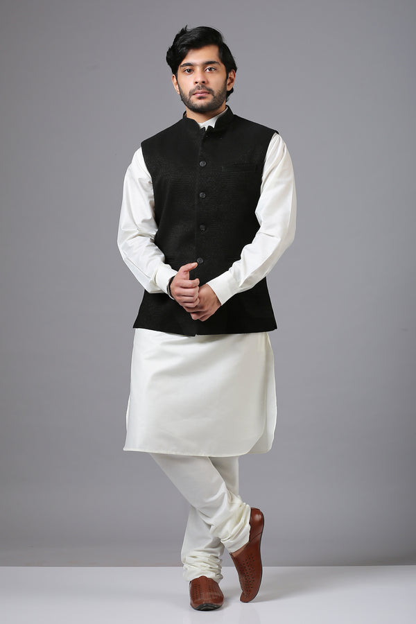 Rich Embroidered Black Bundi Stylised Buttons