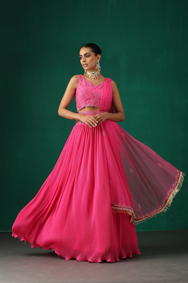 Peacock Pleated Lehenga Set
