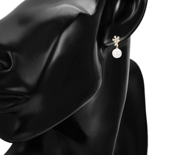 Minaki White Orchid Pearl Drop Earrings