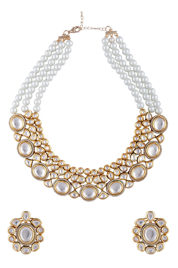 Minaki Blanche Kundan Collar Set
