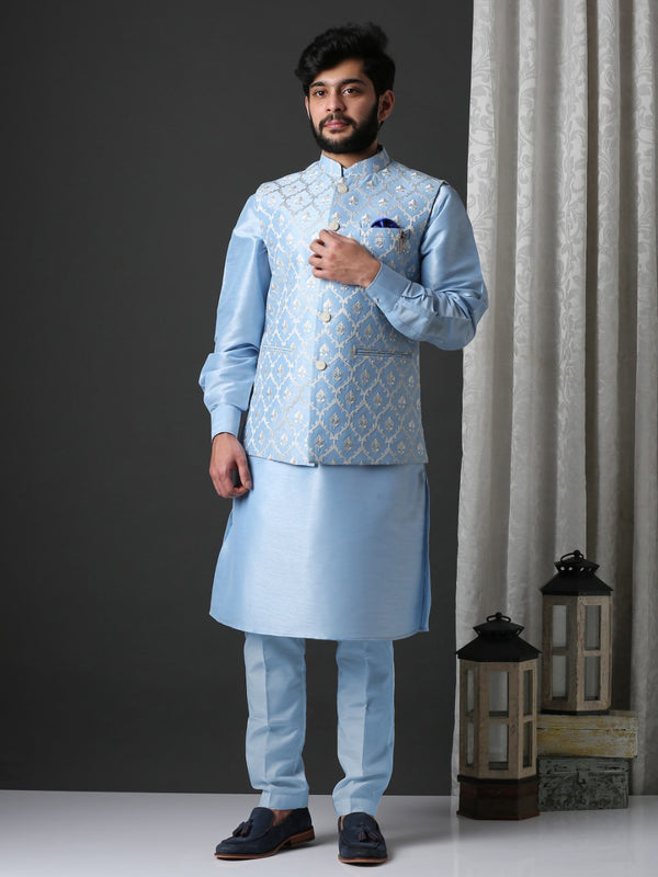 Fresh Soothing Embroidered Bundi (Nehru Jacket) Set