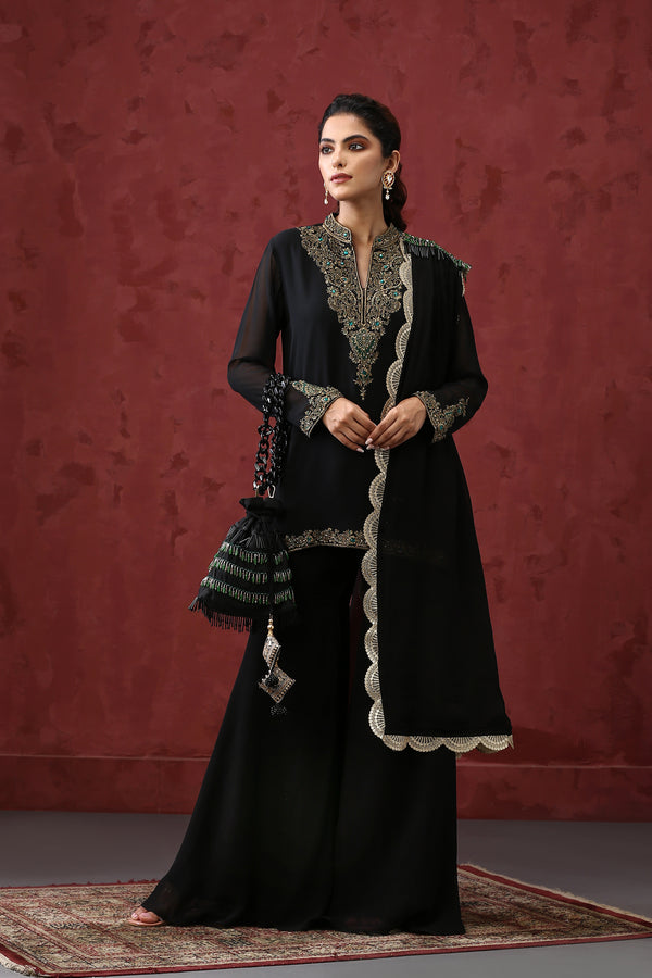 Luxurious Black Sharara Set
