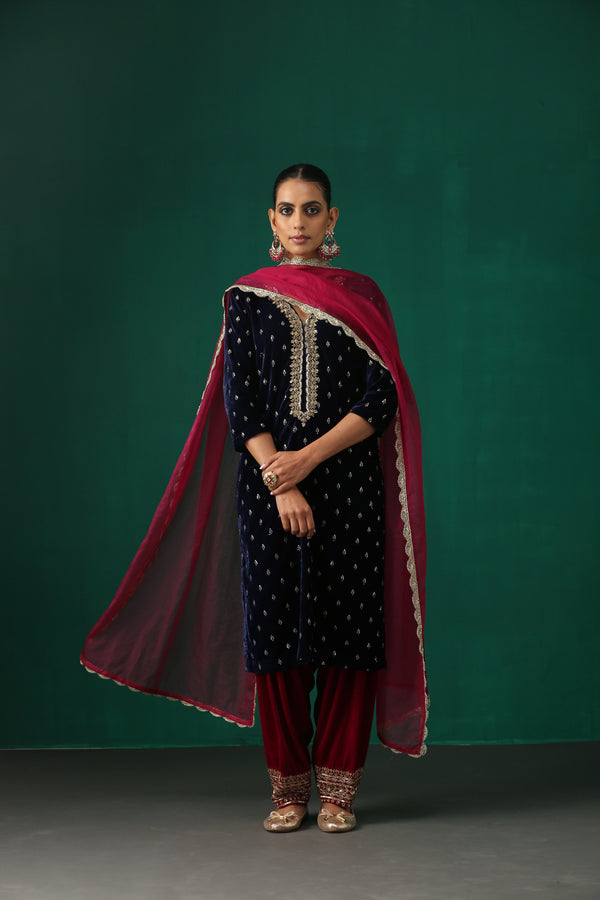 Hand Embroidered Velvet Suit
