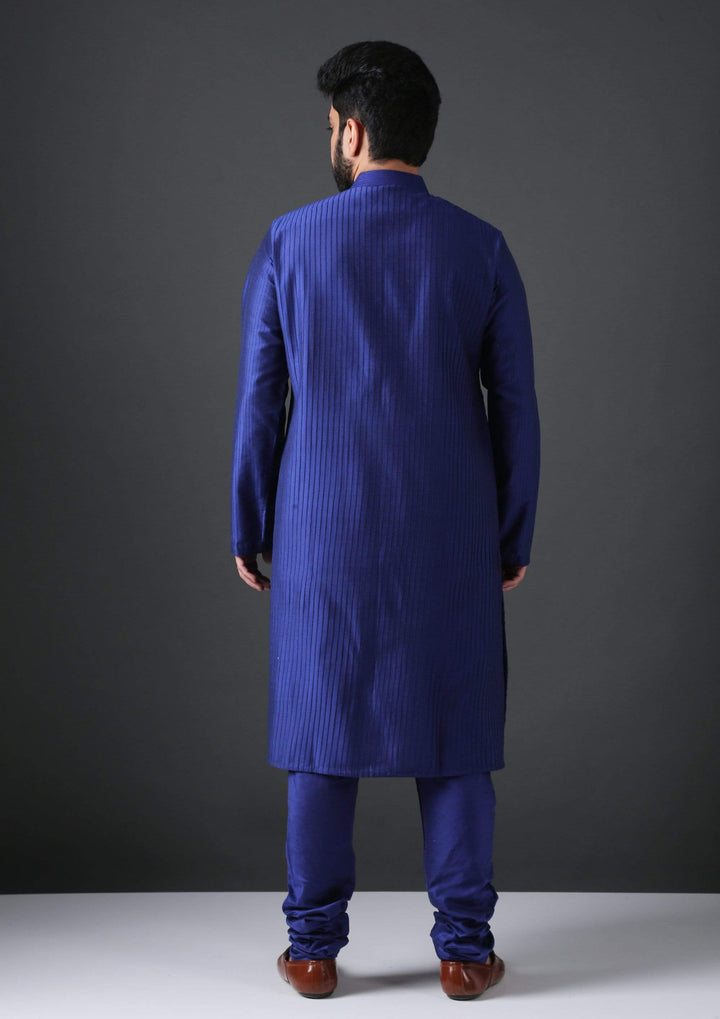 MINAKI Kurta BLUE PIN TUCK SILK BLEND KURTA SET