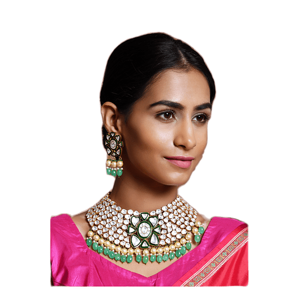 Minaki Padmavat Jadau Kundan Choker Set With Enameling