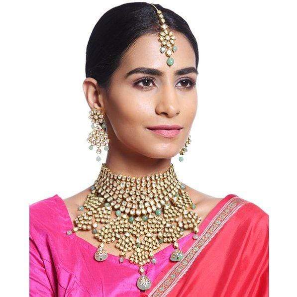 Minaki Maharani Kundan Set With Aventurine Stones